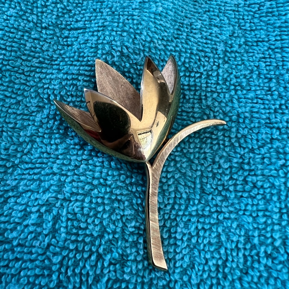 Trifari Gold Tulip Brooch